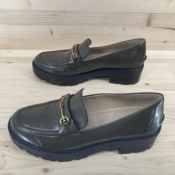 Sam Edelman Womens Penny Loafers Tully Shoes Sz 8.5 Alpine Green Gold Leather - Picture 8 of 16